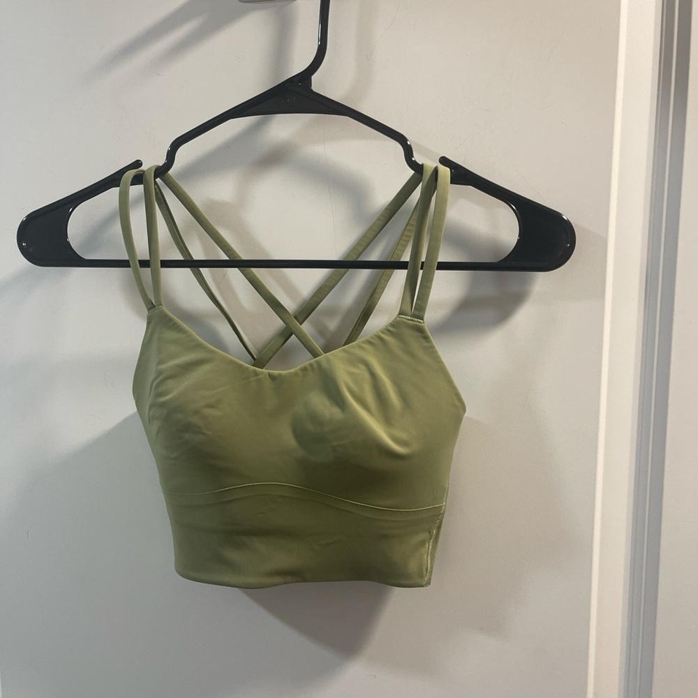 Lululemon No Size Tags PTP 12 Green Strappy Crop Top Very Good Condition - Picture 1 of 3